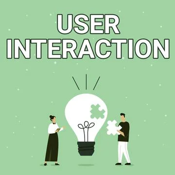 Text showing inspiration User Interaction. Concept meaning how the customer acts Stockillustratie