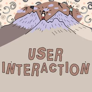Text showing inspiration User Interaction. Word for how the customer acts on the Stockillustratie