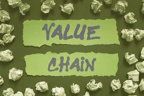 Text showing inspiration Value Chain. Word for set of functional activities 库存照片