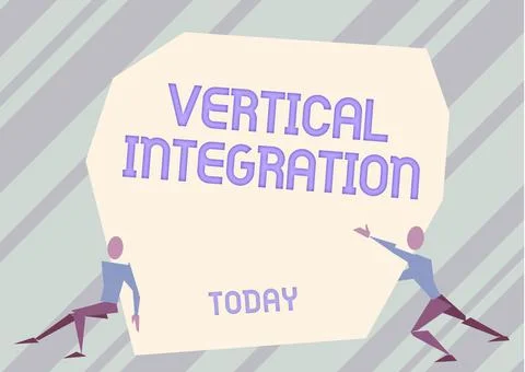 Text showing inspiration Vertical Integration. Conceptual photo Merger of Illustrazione stock