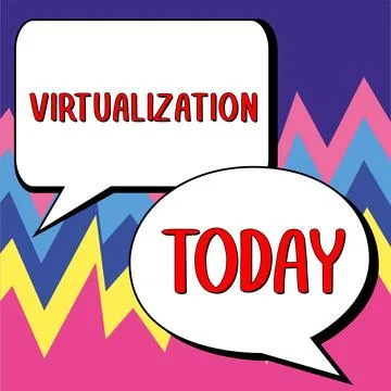 Text showing inspiration Virtualization. Word Written on application of virtual Stock Illustration