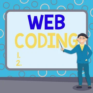 Text showing inspiration Web Coding. Business overview a system of symbols and Stock Illustration