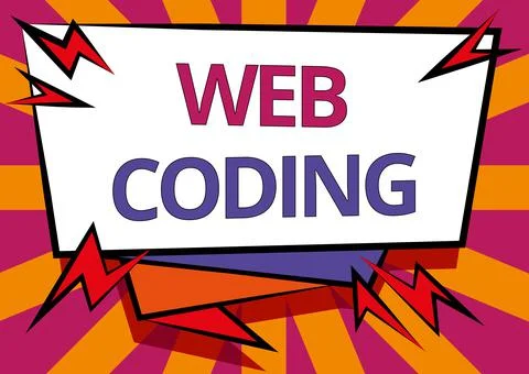 Text showing inspiration Web Coding. Business overview a system of symbols and Stock-Illustration