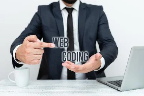 Text showing inspiration Web Coding. Internet Concept a system of symbols and Stock Photos