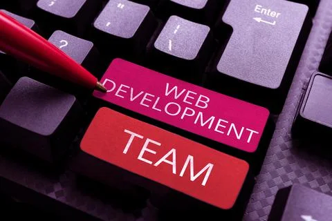 Text showing inspiration Web Development Team. Conceptual photo in control of 스톡 사진