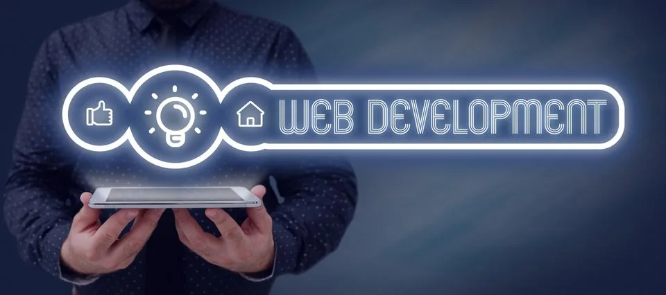 Text showing inspiration Web Development. Concept meaning work involved in Stock Photos