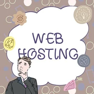 Text showing inspiration Web Hosting. Word for The activity of providing storage Stock Illustration
