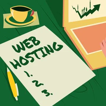Text showing inspiration Web Hosting. Word Written on The activity of providing Stock Illustration