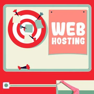 Text showing inspiration Web Hosting. Conceptual photo The activity of providing Stock Illustration