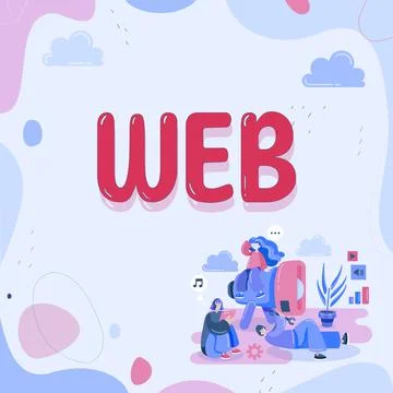 Text showing inspiration Web. Internet Concept a system of Internet servers t Illustrazione stock
