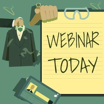 Text showing inspiration Webinar Today. Business concept live online educational Stock Illustration