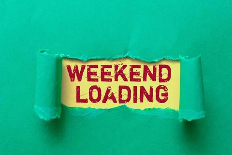 Text showing inspiration Weekend Loading. Conceptual photo Starting Friday party 스톡 사진