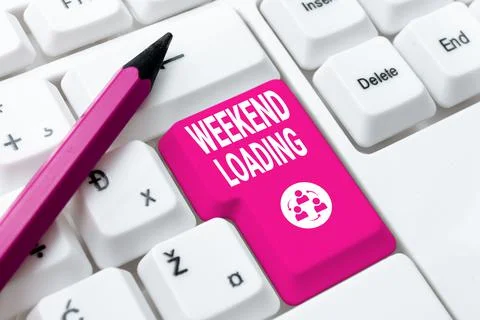 Text showing inspiration Weekend Loading. Word for Starting Friday party relax 스톡 사진