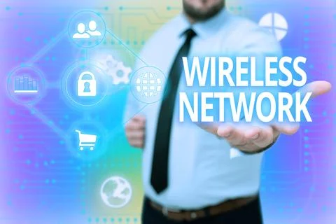 Text showing inspiration Wireless Network. Business concept computer network Stock Photos