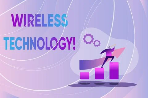 Text showing inspiration Wireless Technology. Conceptual photo a technology that Illustrazione stock