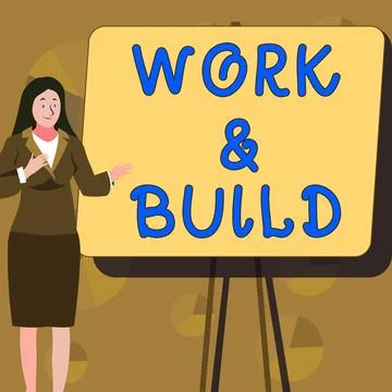 Text showing inspiration Work Build. Business overview Do hard job to continue Stock Illustration