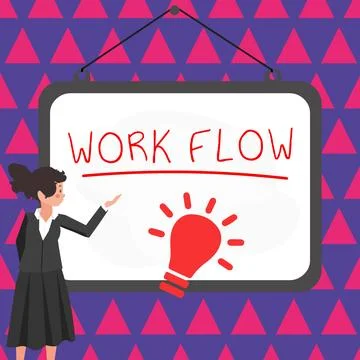 Text showing inspiration Work Flow. Business idea Continuity of a certain task Illustrazione stock
