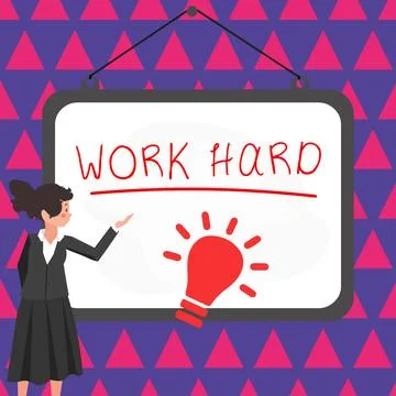 Text showing inspiration Work Hard. Word Written on Laboring that puts effort Stock Illustration