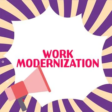 Text showing inspiration Work Modernization. Business showcase changing product Illustrazione stock