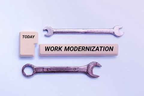 Text showing inspiration Work Modernization. Business idea changing product Stockfoto's