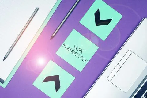 Text showing inspiration Work Modernization. Word Written on changing product 写真素材