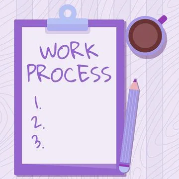 Text showing inspiration Work Process. Conceptual photo Standard procedures how 스톡 일러스트
