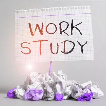 Text showing inspiration Work Study. Internet Concept college program that Stock Photos