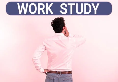 Text showing inspiration Work Study. Business approach college program that 스톡 사진