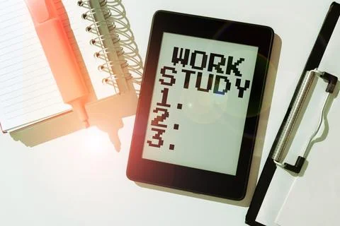 Text showing inspiration Work Study. Business showcase college program that 스톡 사진