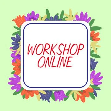 Text showing inspiration Workshop Online. Concept meaning room or building in Stock Illustration