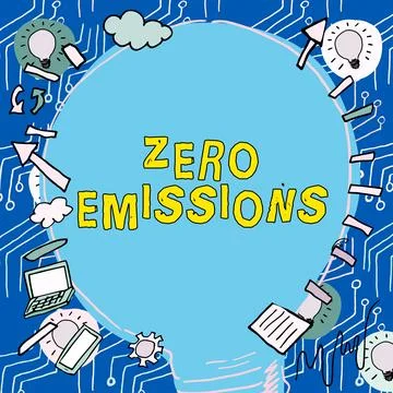 Text showing inspiration Zero Emissions. Business showcase emits no waste Stock Illustration