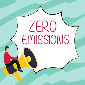 Text showing inspiration Zero Emissions. Concept meaning emits no waste products Stock Illustration