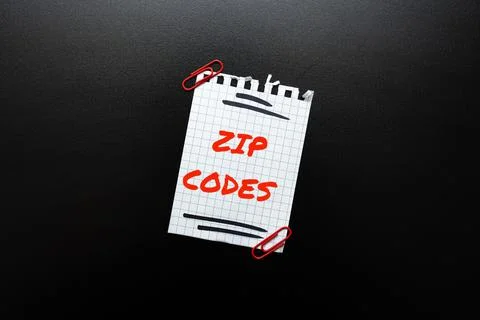 Text showing inspiration Zip Codes. Concept meaning numbers added to a postal Stock Photos