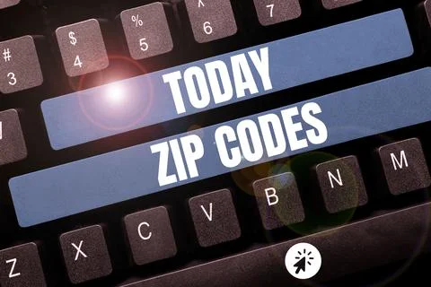 Text showing inspiration Zip Codes. Internet Concept numbers added to a postal Foto stock