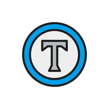 Text sign, copyright, author mark flat color icon. Stock Illustration