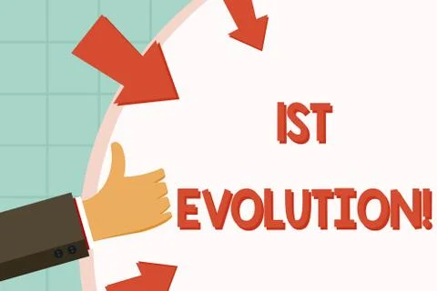Text sign showing 1St Evolution. Conceptual photo Change in the genetic features Ilustración de archivo