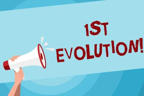 Text sign showing 1St Evolution. Conceptual photo Change in the genetic features Ilustración de archivo