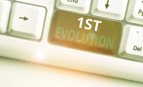 Text sign showing 1St Evolution. Conceptual photo Change in the genetic features Foto stock