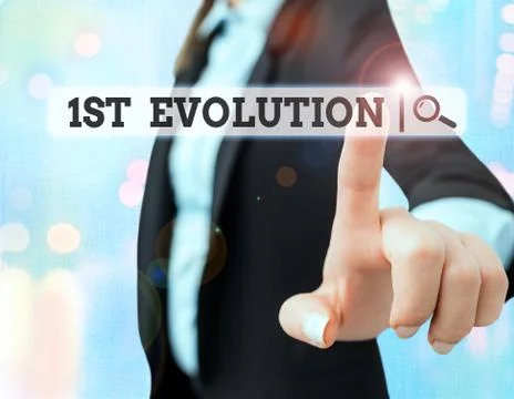 Text sign showing 1St Evolution. Conceptual photo Change in the genetic features Foto stock