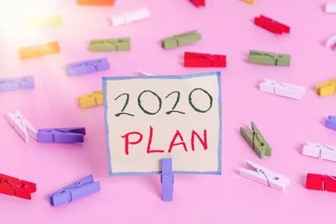 Text sign showing 2020 Plan. Conceptual photo setting up your goals and plans Stock Photos
