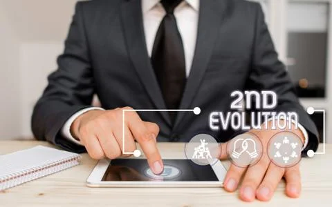 Text sign showing 2Nd Evolution. Conceptual photo change in the heritable Foto stock