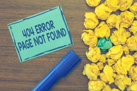 Text sign showing 404 Error Page Not Found. Conceptual photo Webpage on Server Stock-Fotos