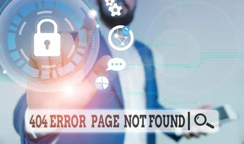 Text sign showing 404 Error Page Not Found. Conceptual photo Webpage on Server Stock-Fotos