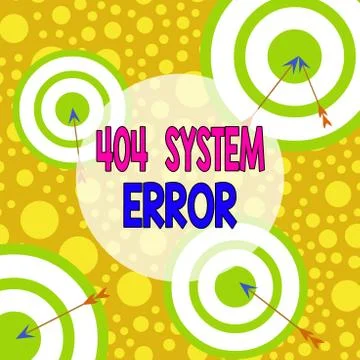 Text sign showing 404 System Error. Conceptual photo message appears when Stock Illustration