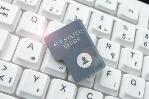 Text sign showing 404 System Errormessage appears when website is down and cant 스톡 사진
