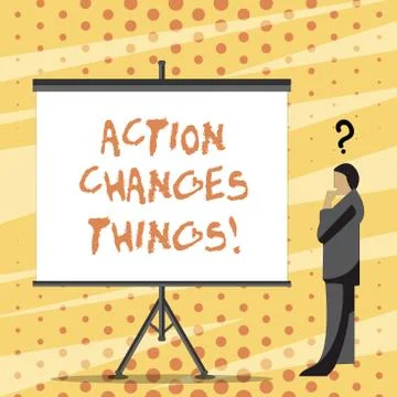 Text sign showing Action Changes Things. Conceptual photo improve yourself Do Stock Illustration