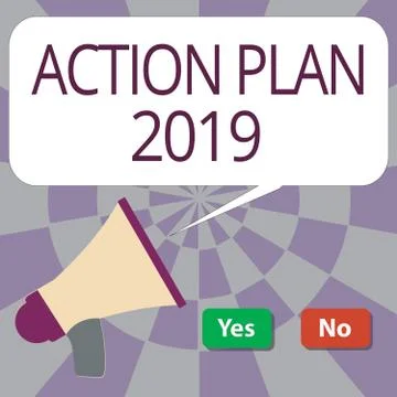 Text sign showing Action Plan 2019. Conceptual photo to do list contain number Illustration