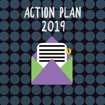 Text sign showing Action Plan 2019. Conceptual photo to do list contain number Illustration