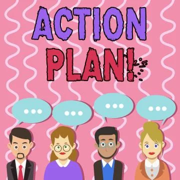 Text sign showing Action Plan. Conceptual photo proposed strategy or course o Stock Illustration