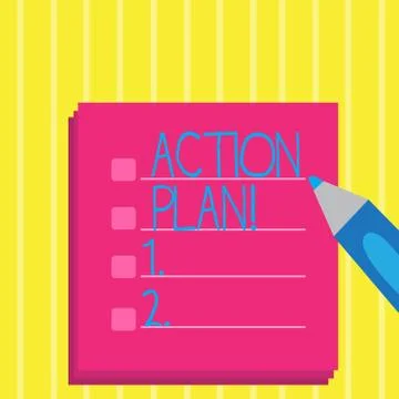 Text sign showing Action Plan. Conceptual photo proposed strategy or course o Illustrazione stock